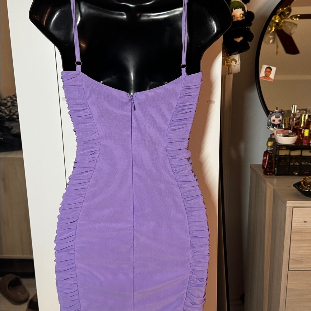 DNA Purple Ruched Dress - Picture 2 of 4